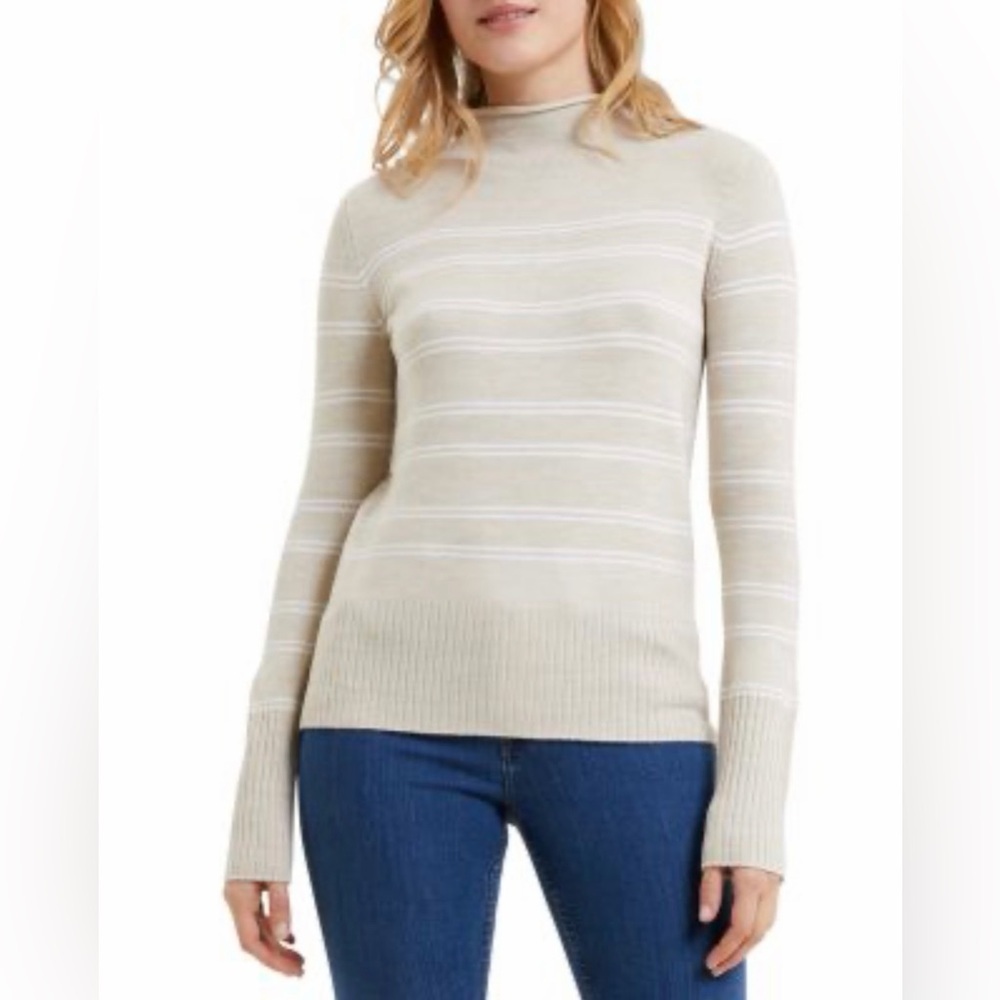 French Connection Babysoft Fitted Sweater Light Oatmeal Sz L